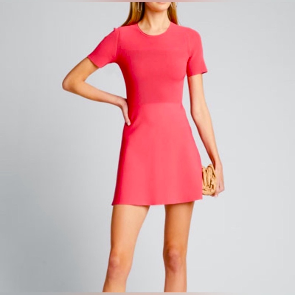 Theory motto stretchy Vibrant medium Pink Mini Dress retail $425.